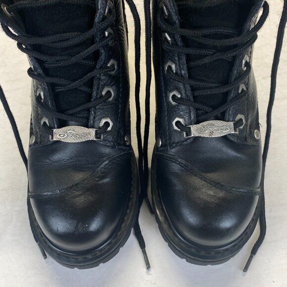 River Road Chunky Motorcycle Booties Size 6 Black Leather Double Zip Biker Boots - Picture 10 of 15